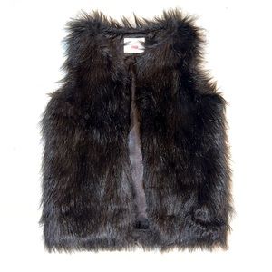 Girls Black Fur Vest
